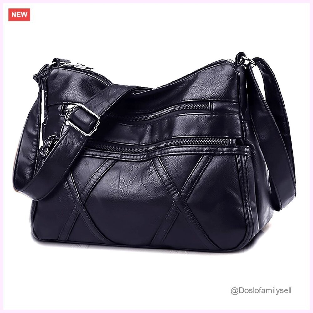 Small Vegan Leather Crossbody Bag Lightweight Multi-Pocket Shoulder Purse